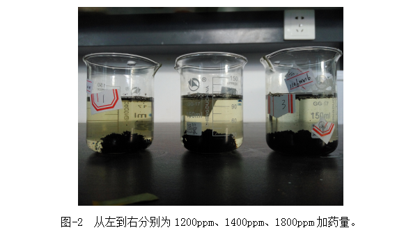 圖-2  從左到右分別為1200ppm、1400ppm、1800ppm加藥量